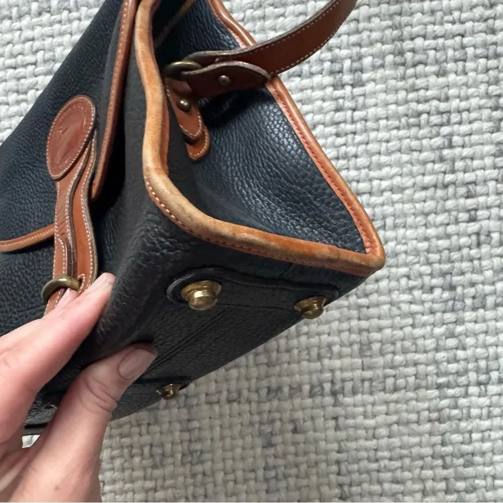 Vintage Dooney & Bourke Two Toned Black Brown Leather Essex Crossbody Purse